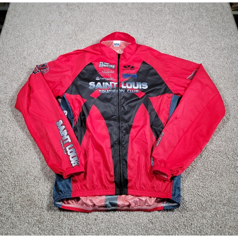 Voler Triathlon Windbreaker Jacket Size XL Red Cycling St. Louis Full Zip Mock